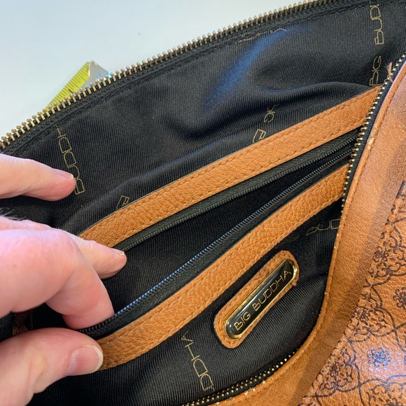 Big Buddha Dome Satchel Purse Walnut Brown Faux Leather Good Used Condition - Picture 6 of 13